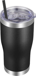 VEGOND 20oz Tumbler Stainless Steel Tumbler Cup with Lid And Straw Vacuum Insulated Double Wall Travel Coffee Mug(Black 1 Pack)
