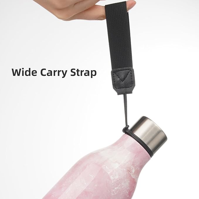 Insulated Water Bottle with Strap,25 oz Double Wall Stainless Steel Vacuum Bottles Metal Water Flask,Blossom