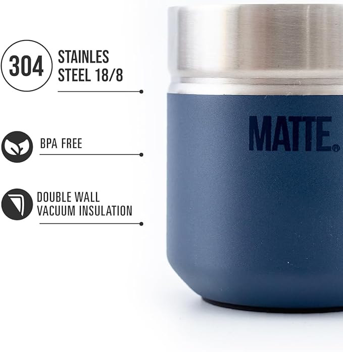 Matte 6.5 oz Yerba Mate Gourd and Bombilla Set - Includes DS Pro Box - BPA Free Yerba Mate Set Kit with Mate Straw, Elegant Design, Non-Slip Base (Blue)