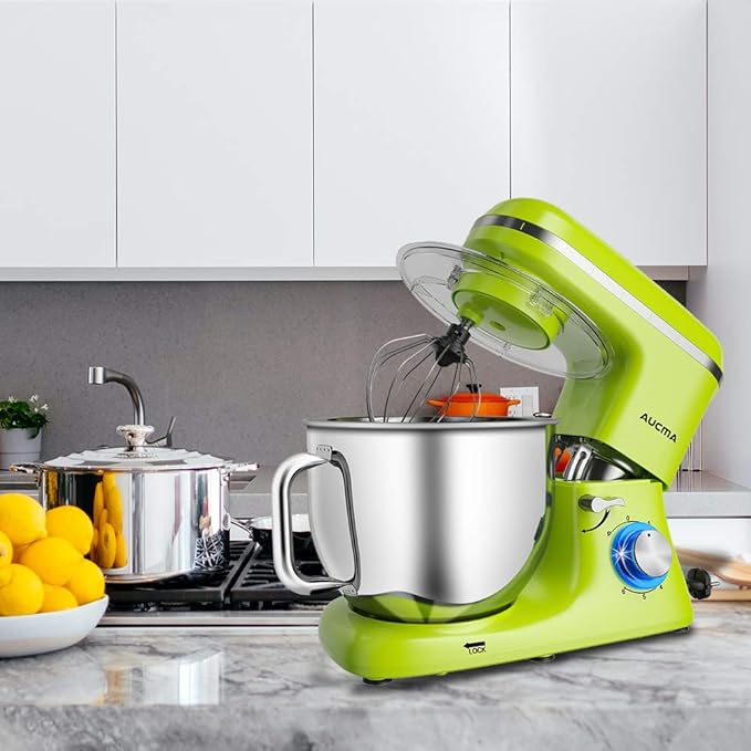 Aucma Stand Mixer,7.4QT Food Mixers, Kitchen Electric Mixer with Dough Hook, Wire Whip & Beater (Green, 7.4QT)