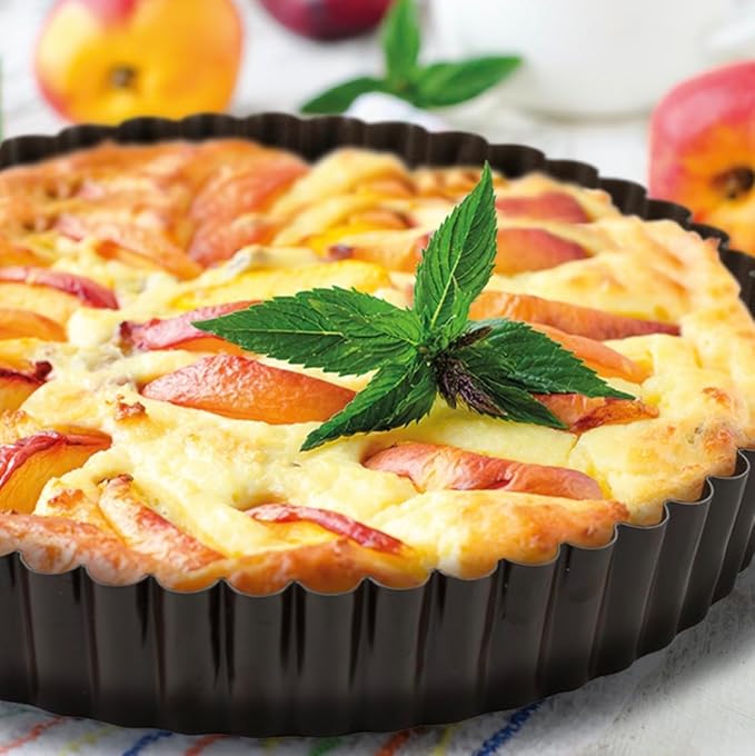GOBEL - Non-Stick Round Fluted Tart Mold / Quiche Pan with Removable Bottom - 11"