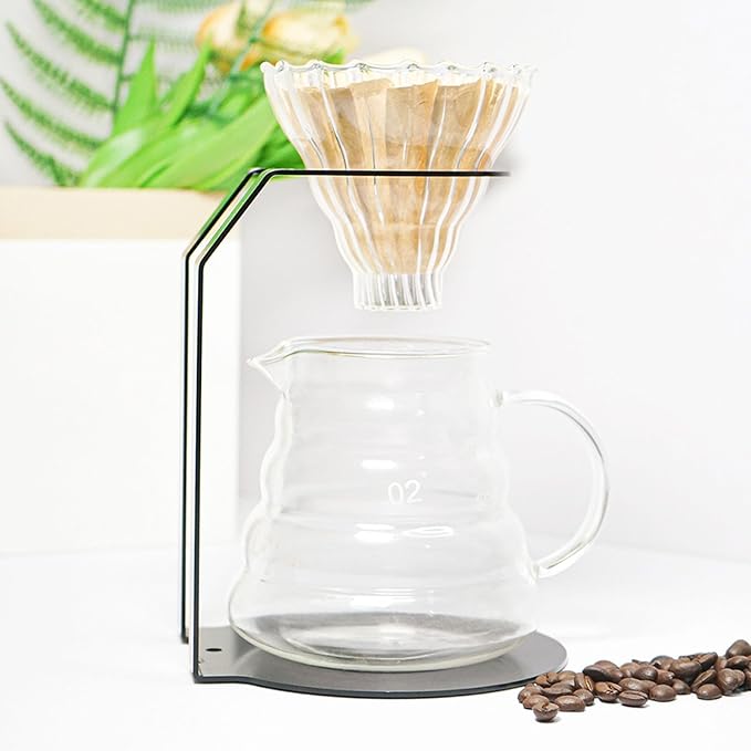 Tissting Pour Over Coffee Station Iron Pour Over Coffee Stand Dripper Rack Coffee Filter Holder for Home Cafe Office Black(18.3x14.4x14cm/7.2x5.7x5.5in)