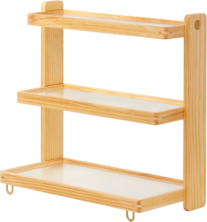 Coffee Mug Holder Wooden Cup Rack,3-Tier Acrylic Home Mug Display Rack for Kitchen Countertops Coffee Beans, Syrup, Cups, Stirrers