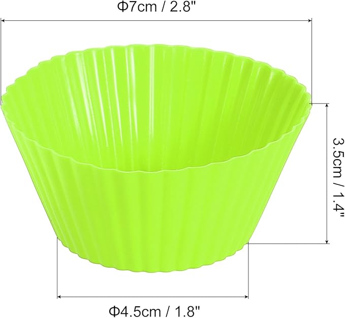 uxcell 42Pcs Silicone Cupcake Liners, Non-Stick Baking Cups, for Cooking Eggs, Baking Muffins and Make a Cake(Green)