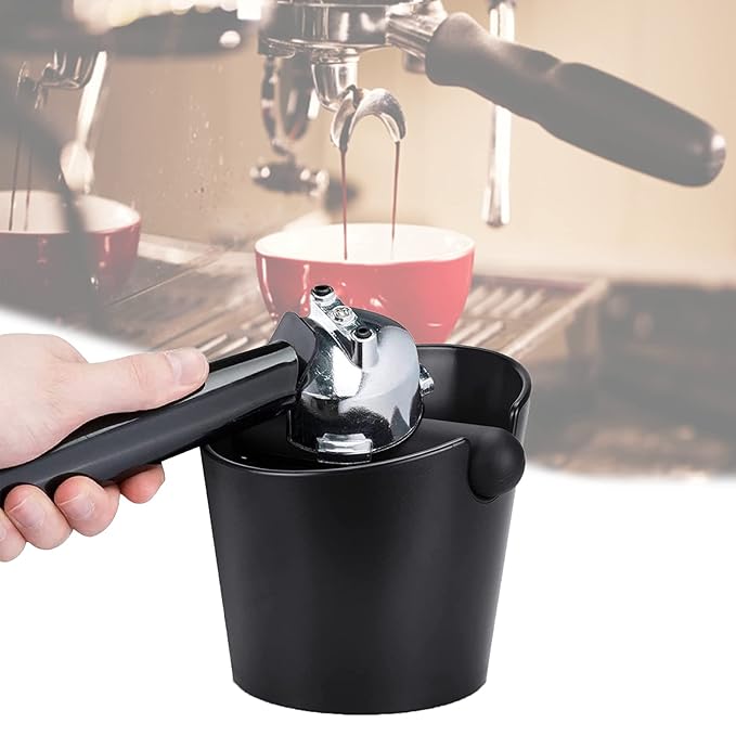 Ailelan Coffee Knock Box, Espresso Dump Bin, Coffee Bin, 4.8 Inch Espresso Knock Box Shock-Absorbent Durable Barista Style with Removable Knock Bar and Non-Slip Base(Round)