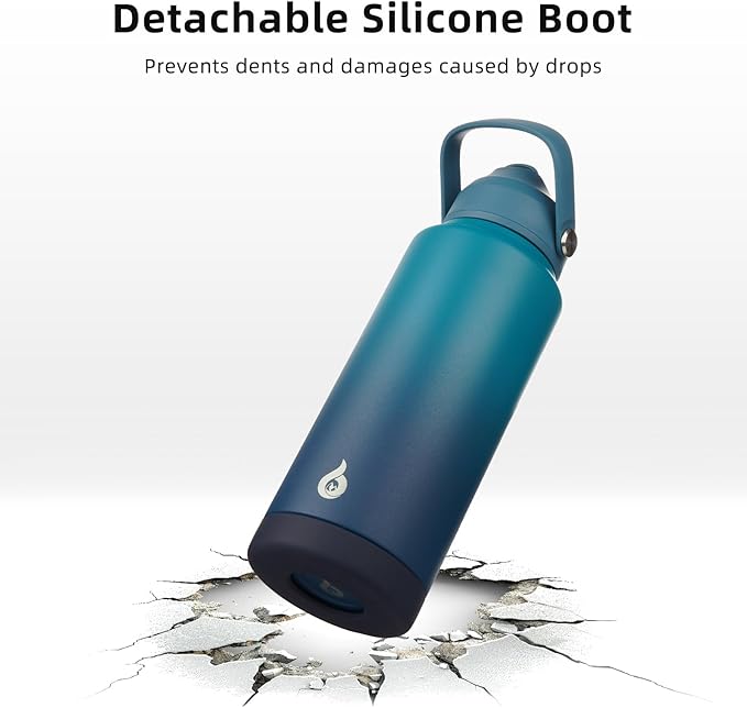BJPKPK Insulated Water Bottle with Straw Lid, 18oz Thermos Water Bottles with Soft Nozzle, Flex Handle & Non-slip Boot, BPA Free Leak Proof Stainless Steel Metal Thermos, Tumblers, Cups,Vast