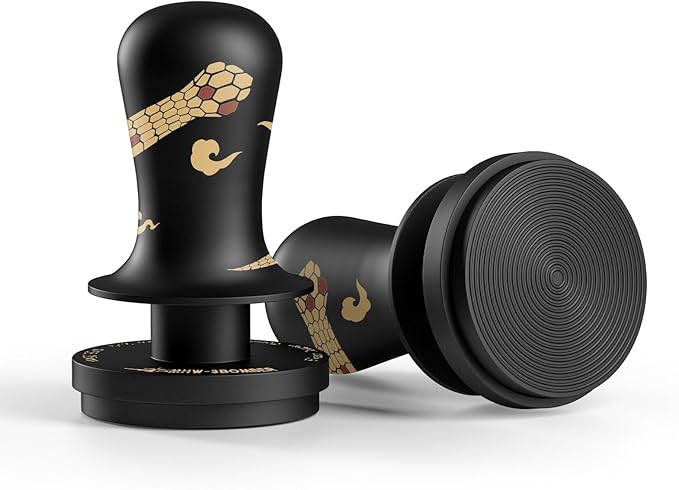 MHW-3BOMBER 58.35mm Espresso Tamper New Year Edition Snake Pattern - 3 Spring Loaded Coffee Tamper with Sound Feedback - Barista Tamper Tool - Ergonomic Handle Ripple Base T6079TS-OS