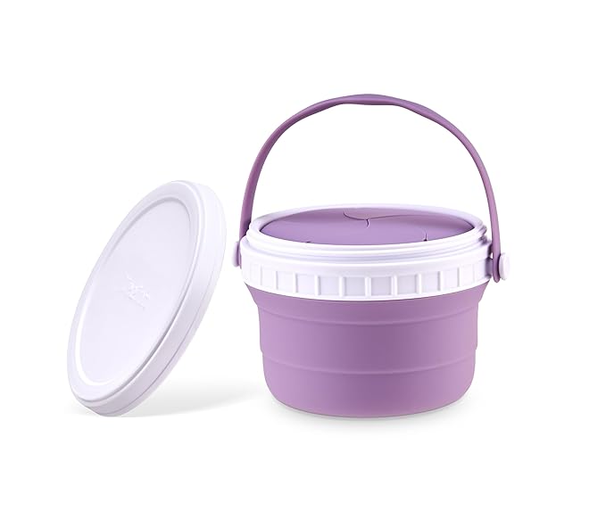 No Spill Silicone Toddler Snack Containers, Detachable Silicone Flap for Filling&Cleaning, Crumb-Free Hard Plastic Screw Travel Lid, Ultra-Soft for Baby Kids Hand In-Out, Snack Cup Holder 12 oz