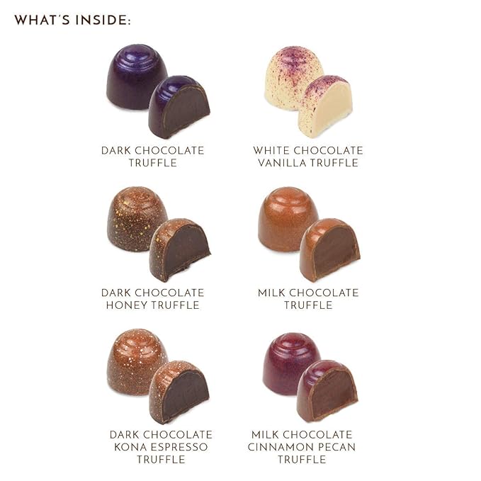 Ethel M Chocolates Premium Truffles Collection Chocolate Gift Box, Milk, Dark & White Chocolate Candy Assortment, 12 Pieces of Creamy, Smooth and Rich Chocolate Gems