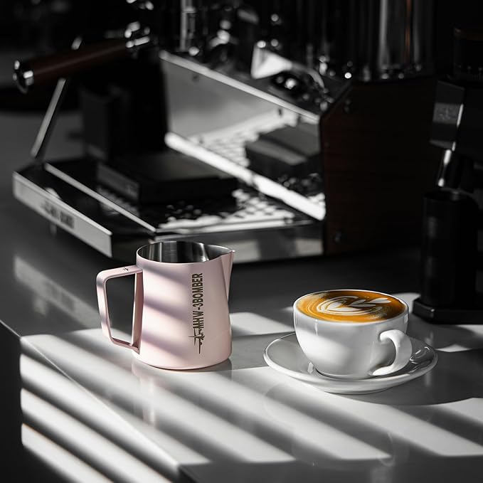 MHW-3BOMBER Milk Frothing Pitcher 600ml/20oz Espresso Steaming Pitcher Stainless Steel Frothing Cup Capuccino Latte Art Pitcher, Pink P5018-OS