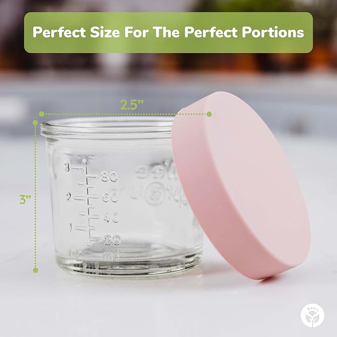 WeeSprout Glass Baby Food Storage Jars w/Lids (4 oz, 12 Pack Set) Snack, Puree, Reusable Small Containers, Breast Milk, Fridge or Freezer, Microwave & Dishwasher Safe, Essential Must Have for Infants