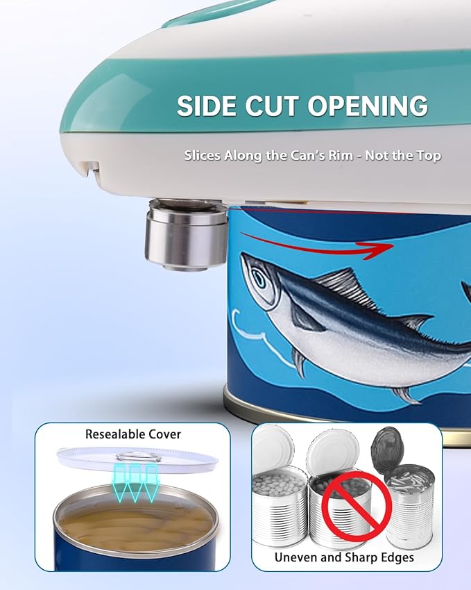 CIRCLE JOY Electric Can Opener, One-Touch Automatic Can Opening with Smooth Edges, Food Safety Handheld Battery-Operated Can Opener for Kitchen and Seniors, Green
