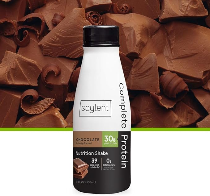 Soylent Chocolate High Protein Shake, 30g Complete Protein, Vegan, Dairy Free and 0g Sugar, Ready to Drink Protein Drinks, 11 Oz, 36 Pack