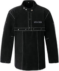 ANTAITHER Leather Welding Jacket with Open Back, Bib Apron with Cape Sleeve, Heat Flame Resistant Welder Coat