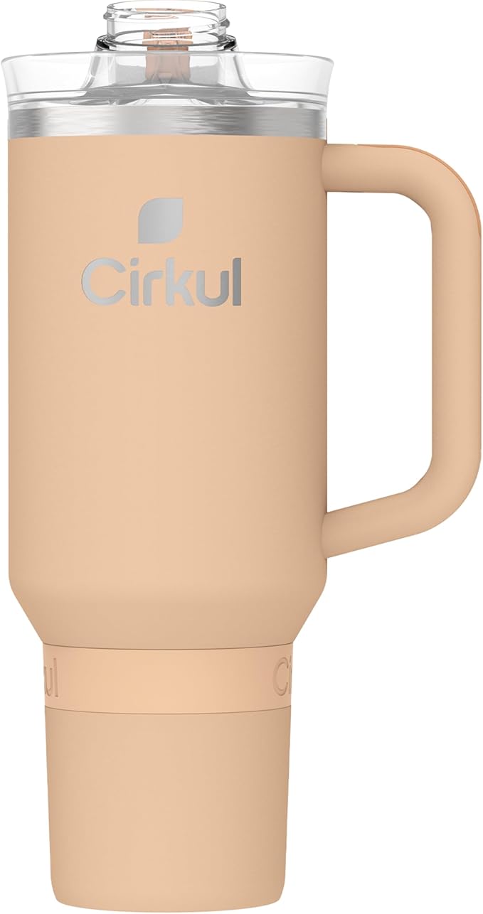 Cirkul 40oz. Apricot Stainless Steel Tumbler with Handle, All-Day StrawSip™, Double-Wall Insulated