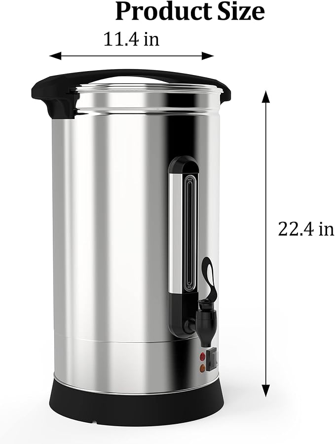 Commercial Coffee Maker Coffee Urn -16L Large Percolator Pot Dispenser with Double-Wall Stainless Steel, Quick Brew, Stays Hot - Also for Water, Tea, Beverage at Events & Catering - 130 Cup