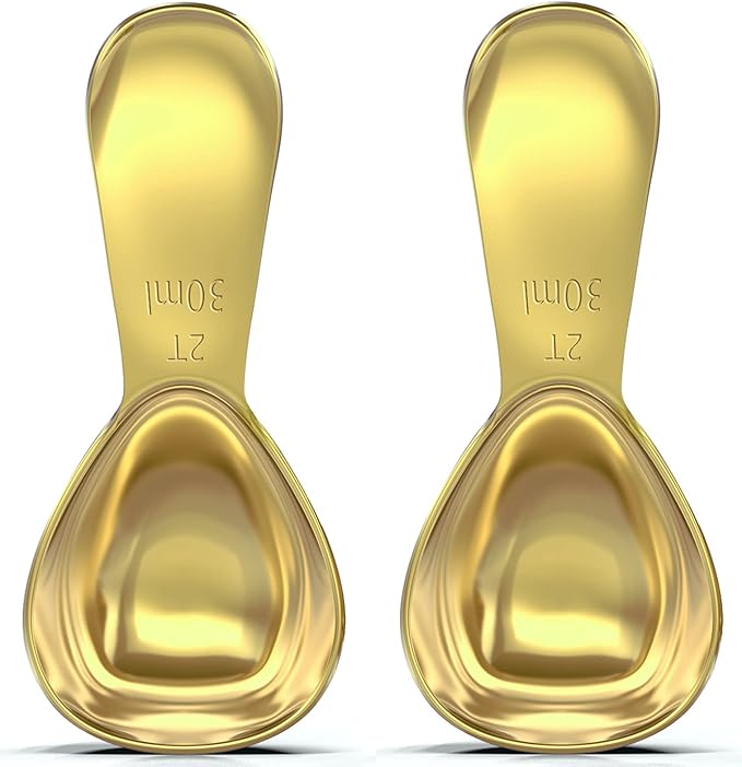 BALCI - Stainless Steel Coffee Scoop Set (2&2 Tablespoon, 30ml and 30ml) Exact Measuring Spoons for Coffee, Tea, Sugar, Flour and More! - Gold …