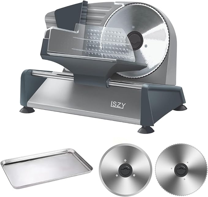 Meat Slicer, Electric Meat Slicer Machine for Home with 2 Removable 7.5'' Blades ETL Certified, Adjustable Thickness Deli Food Slicer-Meat Cutter Machine for Bread Cheese (180W Meat Silcer)