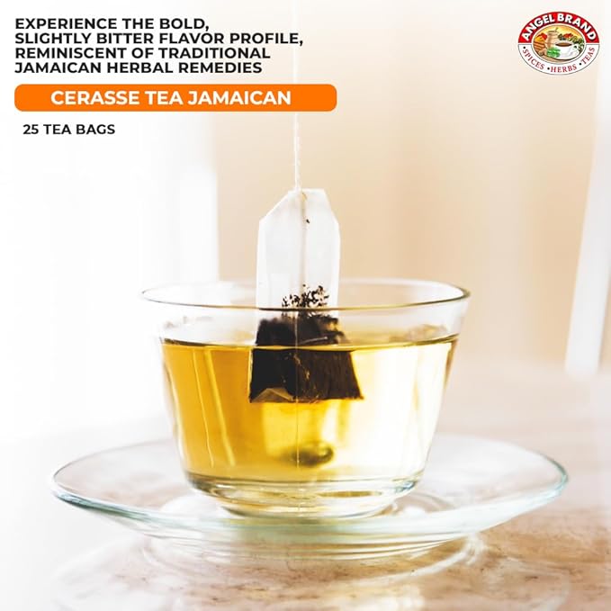 Angel Brand Cerasse Tea Bags Jamaican 24 – Pack of 3 – Authentic Herbal Tea with Bitter Flavor, Inspired by Traditional Caribbean Practices, Perfect for a Soothing and Refreshing Brew.