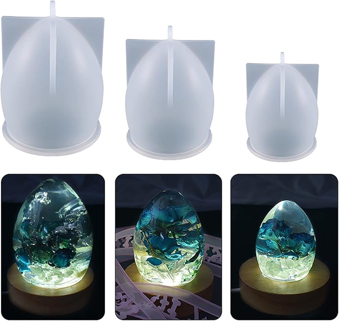 3 Pack Egg & Animal Shaped Resin & Silicone Molds - 3D Candle & Soap Mold Set for Table Decoration