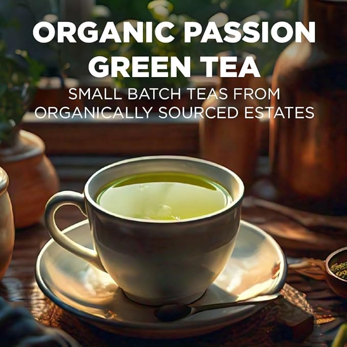 Maud's Organic Passion Green Tea Pods, 100 ct, Recyclable Single Serve Tea Pods – 100% Gourmet Blended Tea Leaves, Compatible with Keurig K Cups Maker
