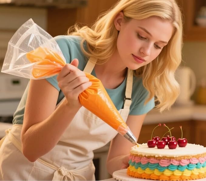 Extra Large Piping Bags Disposable 24 Inch - HOMIOVE 100Pack Clear Disposable Pastry Bags, XL Thick Non-Slip Anti Burst Piping Bags for Cakes Cookies Decoration