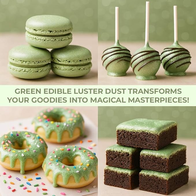 Bulk (20g) Luster Dust Edible Cake Decorations, Edible Luster Dust for Cakes, Light Green Edible Luster Dust for Cupcake Decorations, Cake Drip, Edible Paint, Light Green Edible Shimmer Dust for Drinks