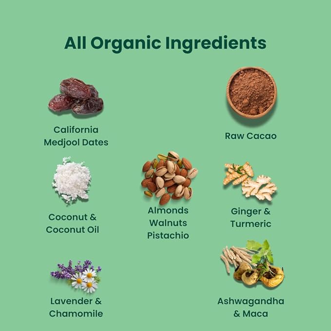 Jools Medjool Date Snack Bites Variety Pack - Ashwagandha & Maca, Ginger & Turmeric, Chamomile & Lavender - Plant-Based, Gluten-Free - Clean Energy Snacks with Superfoods, No Added Sugar - 3 Pack