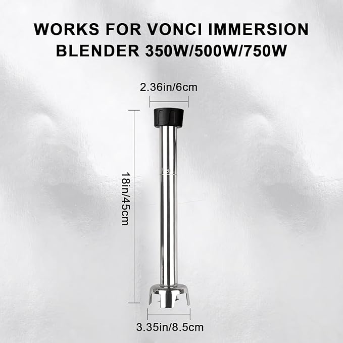 VONCI 18inch Commercial Immersion Blender Detachable Shaft, 350W, 500W & 750W Compatible, Stainless Steel Removable Shaft.