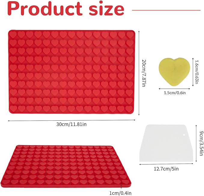 1 Pcs Heart Silicone Chocolate Molds for Gummy, Candy, Small Homemade Treats With Scraper,Gummy Silicone Molds