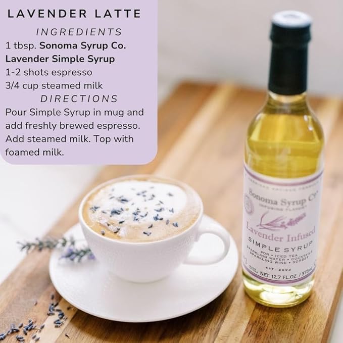 Sonoma Syrup Co. Lavender Infused Simple Syrup 12.7 fl oz | for Coffee, Cocktails, and Cooking | Hand Crafted in the USA