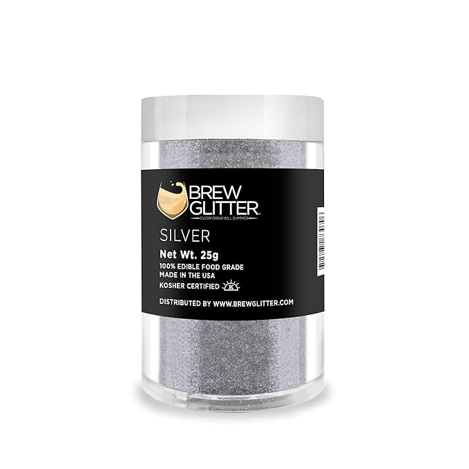 Brew Glitter - Silver (50g 1x Jar) | Edible Glitter For Drinks, Beer and Cocktail Beverages by Bakell