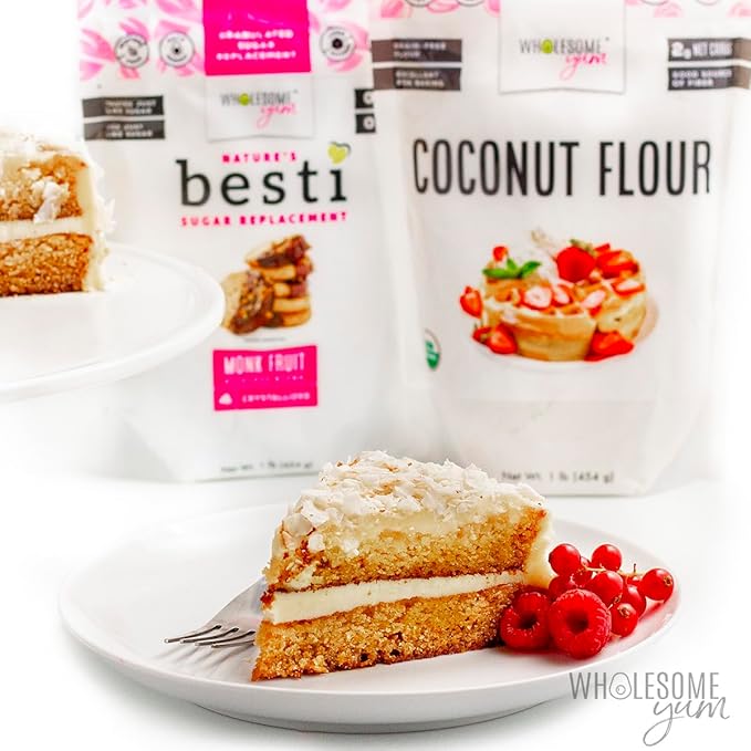 Wholesome Yum Premium Organic Coconut Flour For Baking & More (16 oz / 1 lb) - Low Carb, Gluten Free, Non GMO, Keto Friendly Flour Substitute