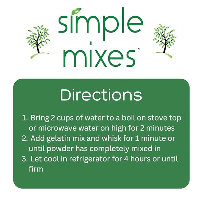 Simple Mixes Natural Gelatin Dessert, Strawberry, Healthy Snack, Dye-Free, No Gluten or Fat, Kosher, 3 Pack