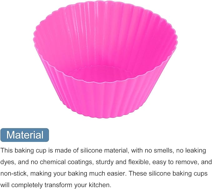 uxcell 42Pcs Silicone Cupcake Liners, Non-Stick Baking Cups, for Cooking Eggs, Baking Muffins and Make a Cake(Rose Red)
