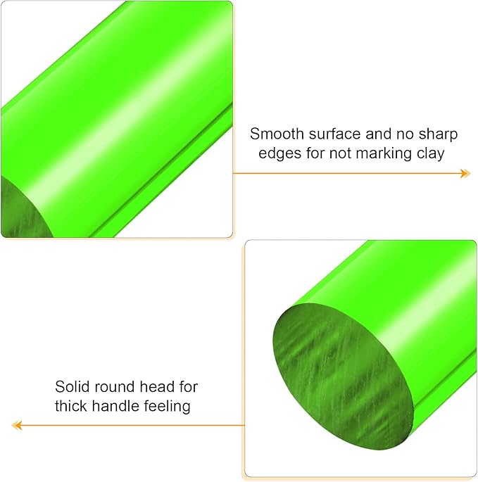 HARFINGTON Acrylic Clay Roller 7.28 Inch x 1 Inch Solid Non-Stick Plastic Round Tube Roller Polymer Clay Rod Fondant Rolling Pin for Shaping, Sculpting, Modeling DIY Crafts, Green