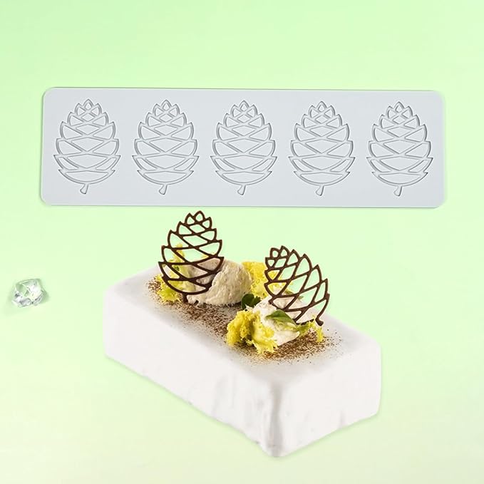 mostsom3D Hollow Out Lace Mold Silicone Pinecone Shape Fondant Molds Chocolate Mould For Cake Pastry Decor Baking Gumpaste Moulds Decoration Sugar Lace Veil Mat (O_ Pinecone)