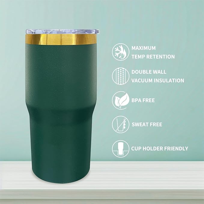 20 oz Tumbler Stainless Steel Tumbler with Lid and Straw, Double Wall Vacuum Insulated Travel Coffee Mug for Laser Engrave, Powder Coated Cups for Hot and Cold Drinks (Army Green,1 pack)