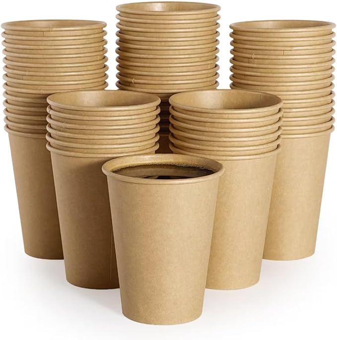 LITOPAK 240 Pack 12 oz Paper Cups, Kraft Hot Coffee Cups, Beverage Disposable Drinking Cups, Hot Coffee Cups, Paper Coffee Cups for Water, Coffee, Juice, and Tea