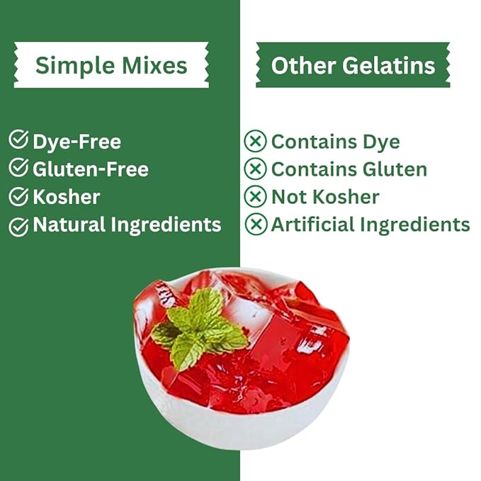 Simple Mixes Natural Gelatin Variety Pack, 2 Each: Strawberry, Orange & Lime, Healthy, Dye-Free, No Gluten or Fat, Kosher, 6 Pack