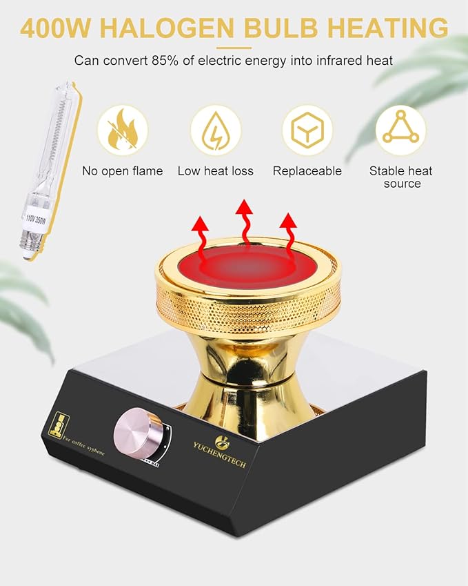 YUCHENGTECH Halogen Beam Heater Burner Smart Siphon Beam Heater for Hario Yama Syphon Coffee Maker (Only Stove) (220V)