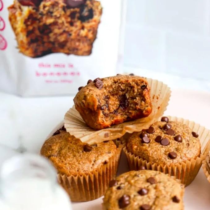 GoNanas Chocolate Chip Oat Flour Banana Bread Mix, Suitable for Plant Based Vegan Diets, Gluten Free Dairy Free Snacks, Healthy Snacks For Adults, Muffin Mix, Nut Free, Cupcakes Dessert, NON-GMO, 3pk