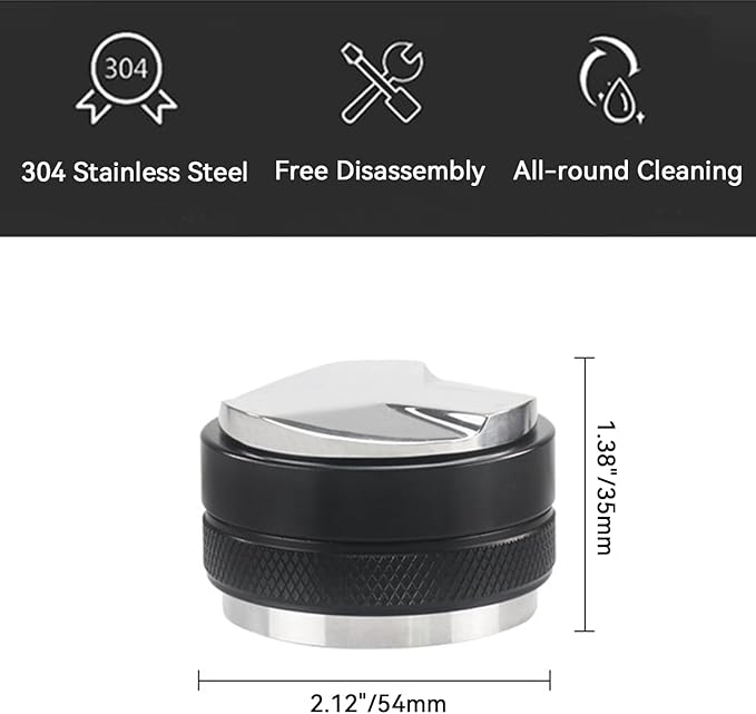 Espresso Accessories Kit 2-in-1 Coffee Distributor and Tamper Leveler, WDT Tool and Magnetic Dosing Funnel (54mm)