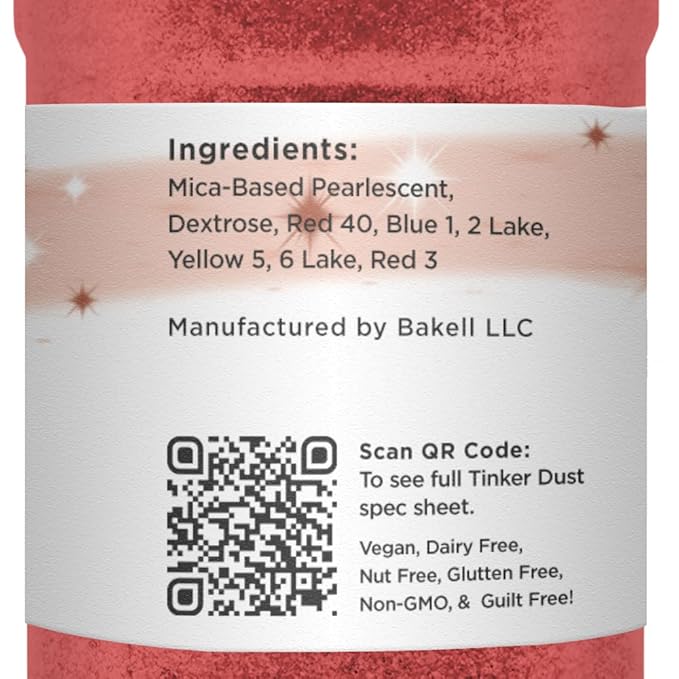 BAKELL Burgundy Red Edible Glitter, 45 Grams | TINKER DUST Edible Glitter | KOSHER Certified | 100% Edible Glitter | Cakes, Cupcakes, Cake Pops, Drinks, Dessert Vegan Glitter & Dusts (45g Shaker, Burgundy Red)