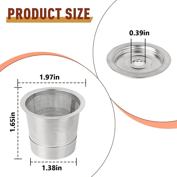 3 Pack Reusable Stainless Steel K Cup & Coffee Pods Filters for Ninja Coffee Maker, Compatible with Ninja CFP101, PB041 & PB051 Single Serve and Dual Brew Coffee Makers