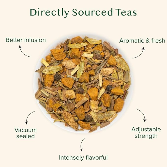VAHDAM, Turmeric Spice Herbal Tea (50+ Cups, 3.5 oz) Caffeine Free, Non GMO, Gluten Free | 100% Pure Herbal Tisane - Savory & Spicy | Whole Loose-Leaf, Vacuum Sealed for Freshness