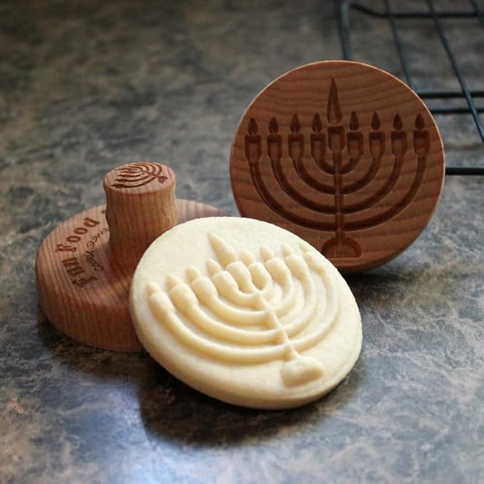 Wood Cookie Stamp, 2.5 Inch (Hanukah Menorah CS-084)