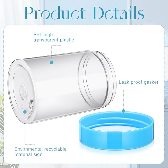 Patelai 4 Pieces Round Wide-mouth Leak Proof Plastic Container Jars with Lids for Travel Storage Makeup Beauty Products Face Creams Oils Salves Ointments DIY Making(10 Ounce,Blue)