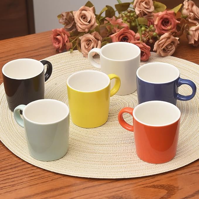 homEdge Mini Procelain Espresso Cup, 4 Ounces / 120 ml Tiny Ceramic Coffee Mugs Demitasse for Espresso, Tea- Set of 6, Orange
