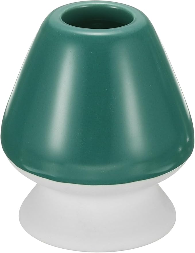 HARFINGTON Ceramic Chasen Stand 73mm Matcha Whisk Holder Teas Set Whisks Stand Traditional Matcha Tea Chasen Holder Tea Set Accessories for Tea Tasting, Dark Green